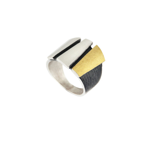 1853 - R1853 - SILVER & GOLD RING R1853