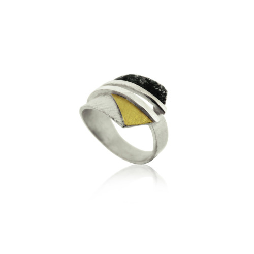 1859 - R1859 - SILVER & GOLD RING R1859