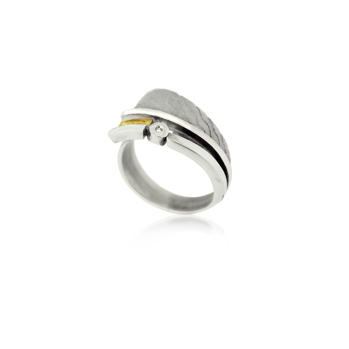 1914 - R1914 - SILVER & GOLD RING WITH DIAMOND R1914