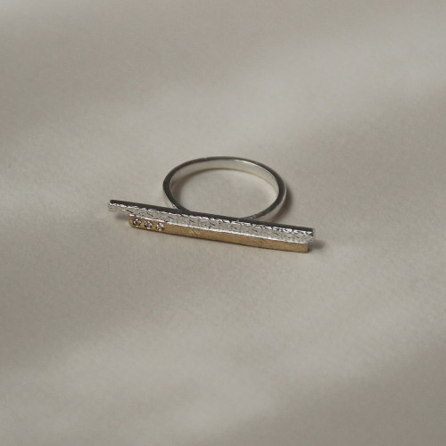 1992 - R1992LD - SILVER & GOLD RING w/ DIAMONDS R1992LD