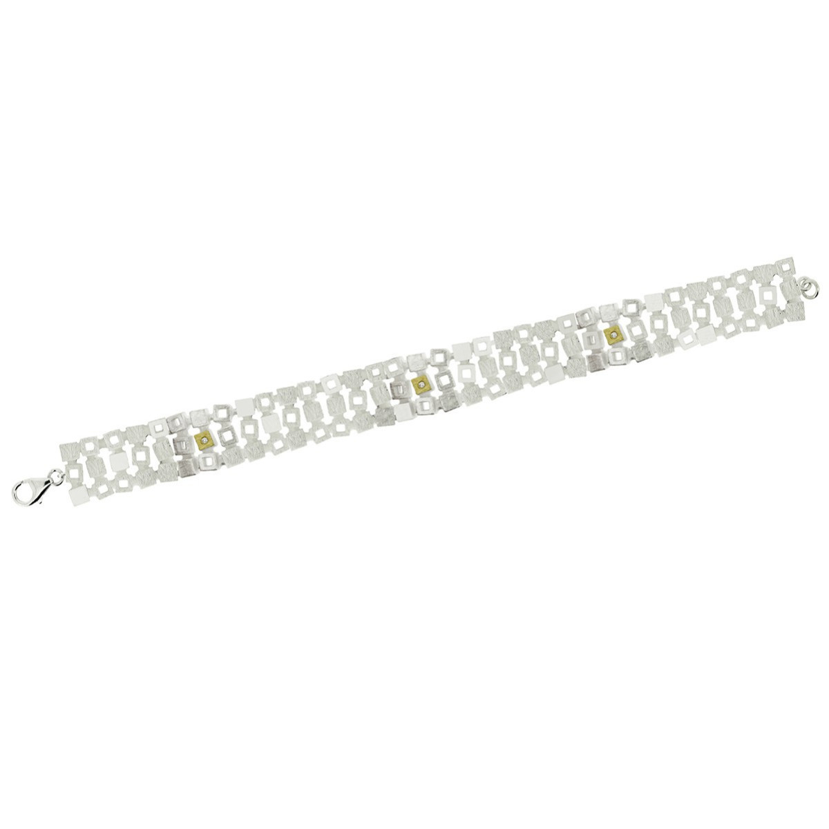 1994 - B1994D - SILVER & GOLD BRACELET w/ DIAMONDS B1994D