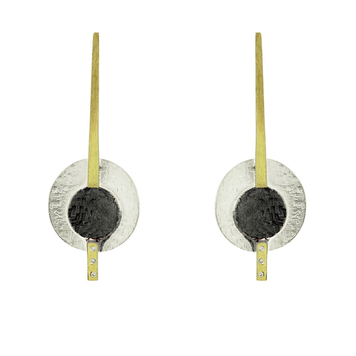 3511 - E3511D - SILVER & GOLD EARRINGS WITH DIAMONDS E3511D