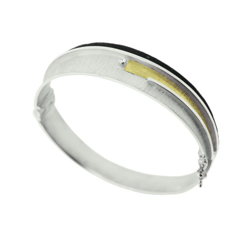 1916 - BA1916D - SILVER & GOLD BANGLE WITH DIAMOND BA1916D