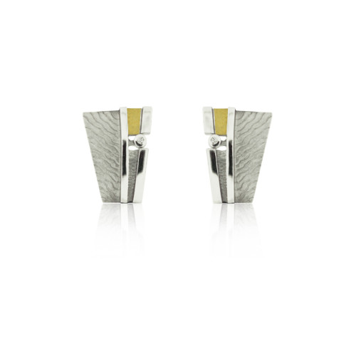 1914 - E1914 - SILVER & GOLD EARRINGS WITH DIAMOND E1914