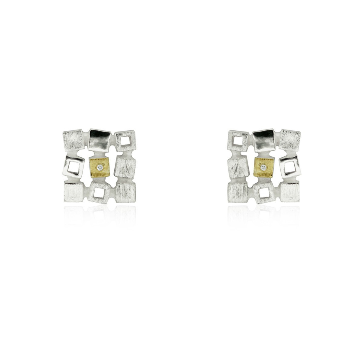 1994 - E1994SD - SILVER & GOLD EARRINGS w/ DIAMONDS E1994SD